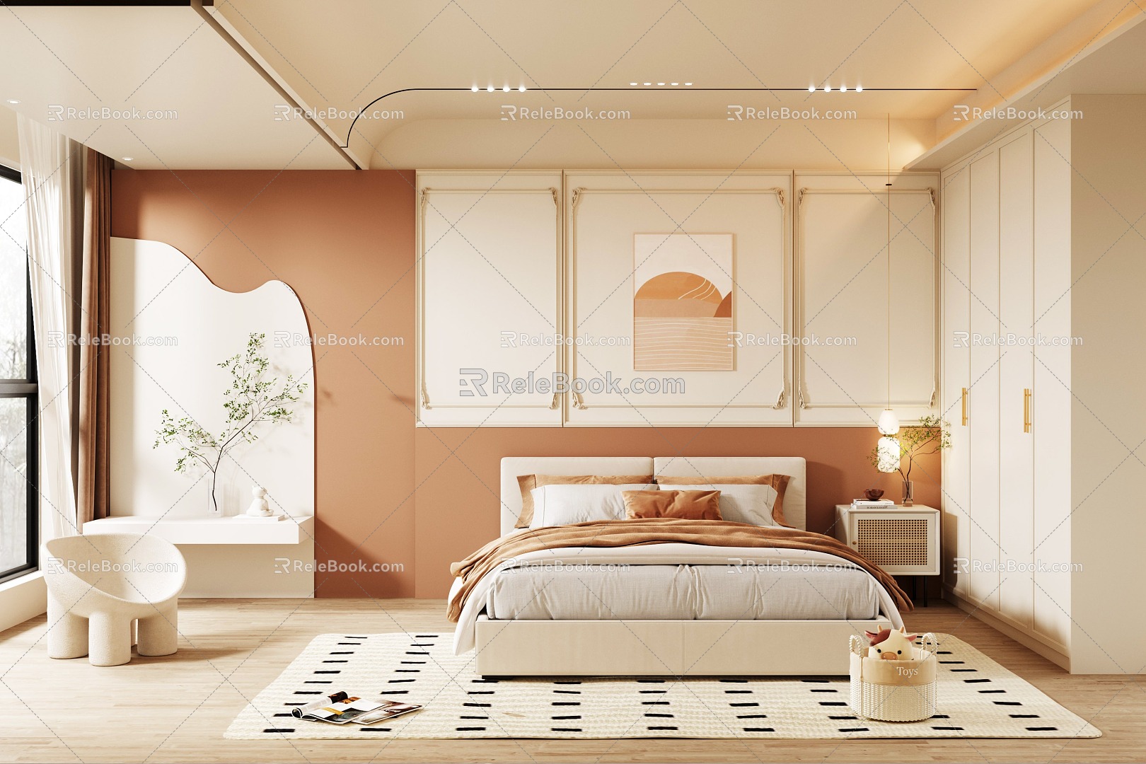 Modern Bedroom Cream Bedroom 3d model