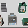 Diverse Equipment Set With Gas Cylinder Ice Containers Expanding Box And Striped Pad