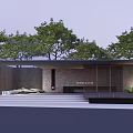 Modern Entrance Gate Design With Brick Walls Glass Panels Trees And Stone Steps