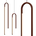 Modern U Shaped Black Metal Pendant Light With Gold Accent And LED Lighting