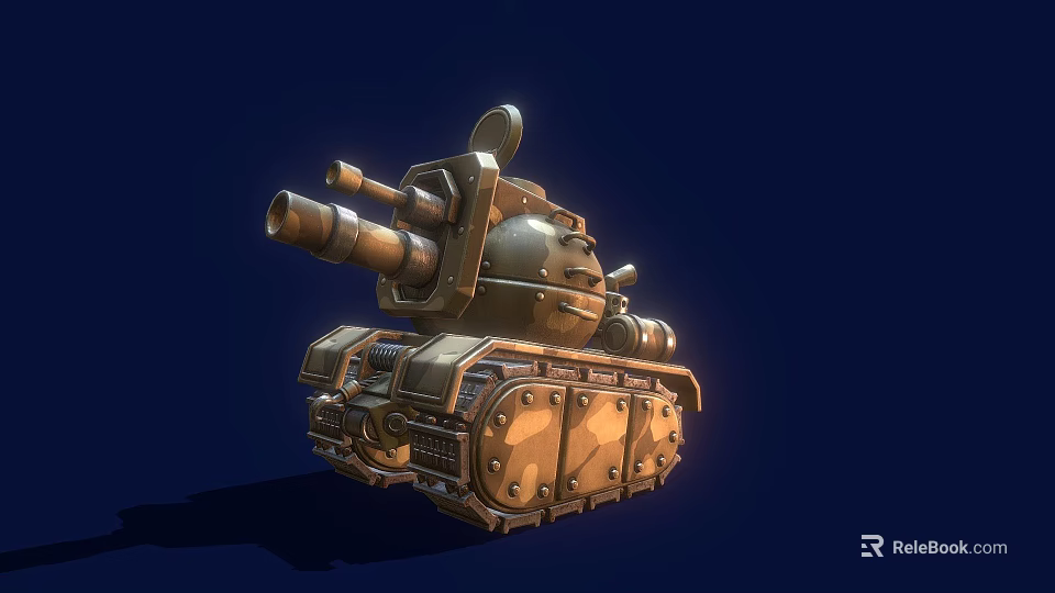 3D Rendered Military Armored Vehicle With Multiple Cannons Tracks And Metal Plating Design 3d model 