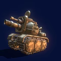 3D Rendered Military Armored Vehicle With Multiple Cannons Tracks And Metal Plating Design