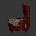 Classic Red Plaid Wingback Armchair With Soft Blanket And Tufted Design