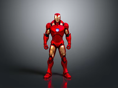 Iron Man Red And Gold Armor With Chest Arc Reactor Standing Pose 3d model