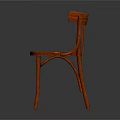 Red Wooden Leisure Chair With Vertical Slat Back Sturdy Legs And Smooth Surface