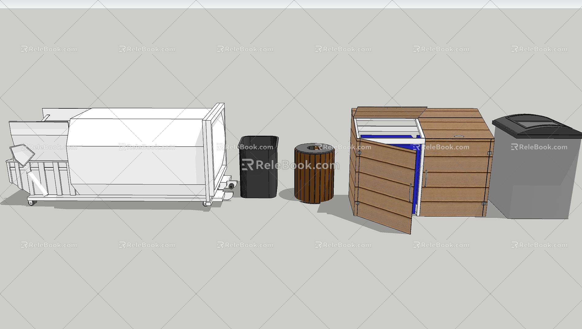 Modern Trash Bin Dumpster Trash Bin Luggage Cabinet Loose-leaf Book Crate 3d model