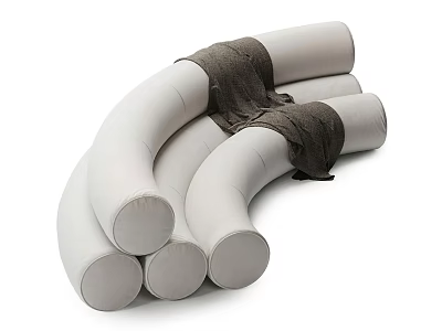 Modern Irregular Shaped Sofa With Curved Design And Soft Fabric Living Room Interior 3d model
