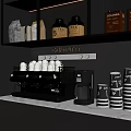 Modern Coffee Bar Setup With Espresso Machine Grinder And Stacked Coffee Cups 3d model