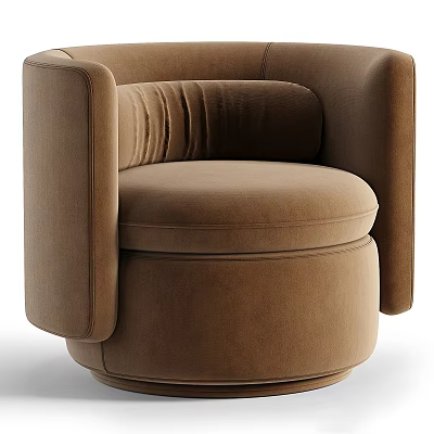 Modern Brown Upholstered Armchair With Oversized Arms And Rounded Seat 3d model