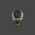 Green Headed Duck With Yellow Beak Brown White Plumage And Orange Feet Isolated On Gray