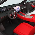 Silver Electric Sedan With Red Seats And Modern Sleek Autonomous Design