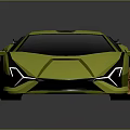 Green Sports Car with Sleek Futuristic Design Orange Wheels Black Roof And Spoiler