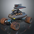 Mechanical Exploration Vehicle With Large Rugged Tires And Top Sensor Equipment