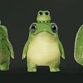 Cute Green Reptile With Big Eyes And Small Reptile Sitting On Its Back