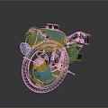 Futuristic Glowing Motorcycle With Transparent Blue Green Body And Reflective Wheels