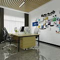 Modern Meeting Room with Large Screen Wooden Ceiling Long Tables and White Chairs