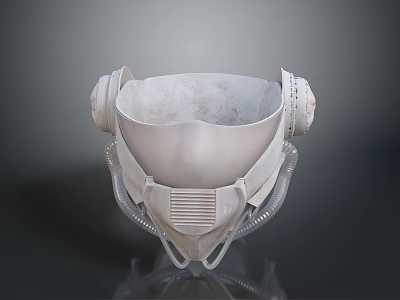 White Structured Helmet Mask With Ear Covers Front Panel Stylish Headwear For Modern Fashion 3d model
