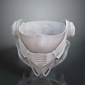 White Structured Helmet Mask With Ear Covers Front Panel Stylish Headwear For Modern Fashion