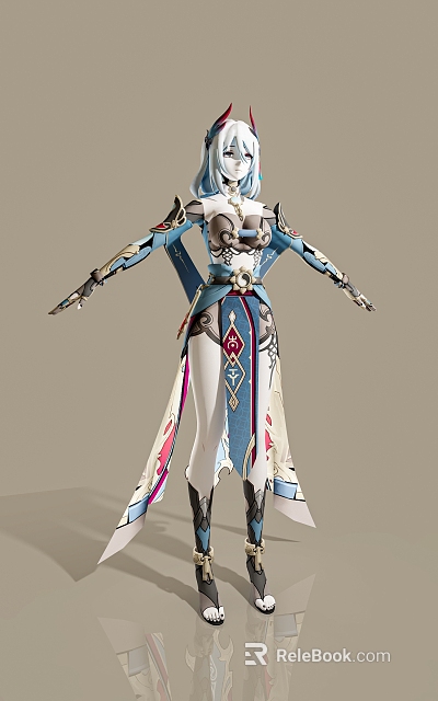 Elegant Woman In Light Luxury Long Dress With Exquisite Decorations And Modern Fashion Style 3d model 