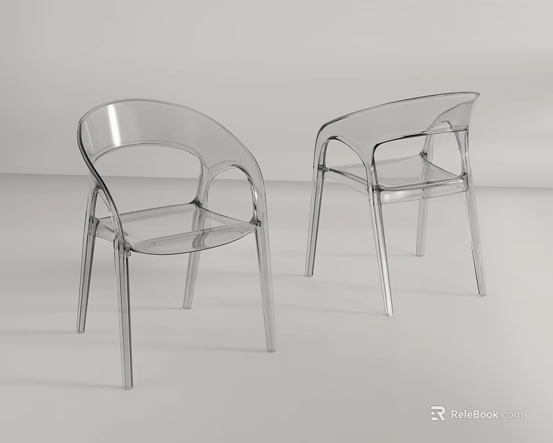 Transparent Modern Leisure Chairs with Sleek Acrylic Frame and Ergonomic Design 3d model 