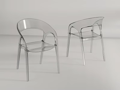 Transparent Modern Leisure Chairs with Sleek Acrylic Frame and Ergonomic Design 3d model