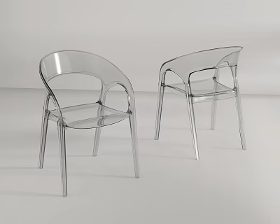 Transparent Modern Leisure Chairs with Sleek Acrylic Frame and Ergonomic Design 3d model
