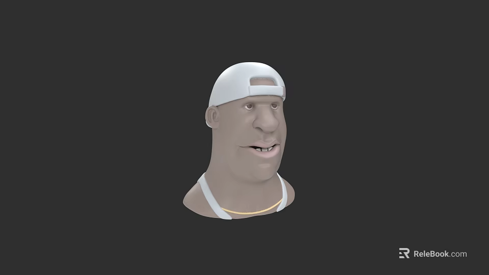 Man 3D Model Wearing White Cap Tank Top And Gold Necklace 3d model 
