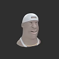 Man 3D Model Wearing White Cap Tank Top And Gold Necklace