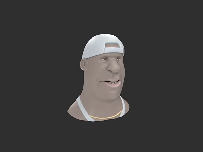 Man 3D Model Wearing White Cap Tank Top And Gold Necklace 3d model