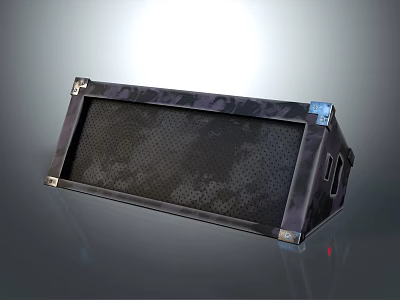 Professional Commercial Sound Equipment With Black Mesh Grille And Metal Corners 3d model