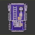 Purple Modified Off Road Vehicle with Roof Mounted Boxes Side Ladder and Mechanical Details