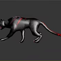 Black Panther With Red Stripes Glowing Red Eyes And Red Claws Walking
