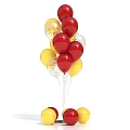 Bright Red Yellow and Golden Balloons Bunch With Base for Party Decoration