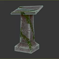 Elegant Decorative Stone Pedestal Furniture With Green Vines And Smooth Tabletop