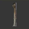 Antique Carved Wooden Door With Decorative Stone Pillar And Brass Door Knocker