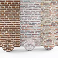 Spherical Brick Components Displayed With Various Colored Brick Wall Designs 3d model