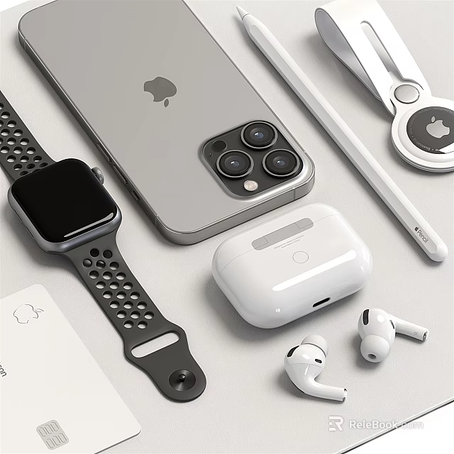 Apple MacBook Pro With iPad AirPods Apple Watch And Pencil Tech Setup 3d model