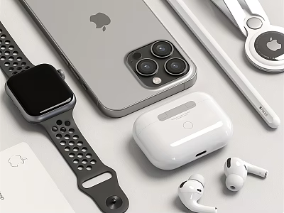 Apple MacBook Pro With iPad AirPods Apple Watch And Pencil Tech Setup 3d model