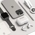 Apple MacBook Pro With iPad AirPods Apple Watch And Pencil Tech Setup 3d model
