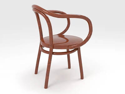 Elegant Wooden Single Chair With Curved Armrests And Modern Simple Design 3d model