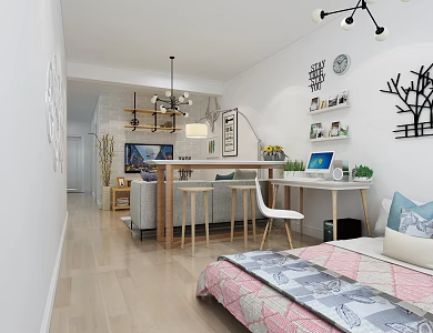 Nordic Apartment Living Room 3d model
