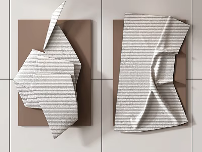 Modern Textured Wall Decor With Folded White And Brown Fabric Design 3d model