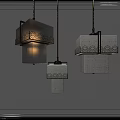 Modern Square Pendant Lights With Textured Glass Shades And Metal Frame Accents