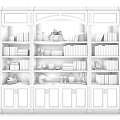 Dark Wooden Bookcase With Multiple Compartments Books Decorative Items And Green Plant