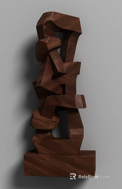 Modern Wooden Geometric Abstract Decorative Ornament Set With Interlocking Structure 3d model 