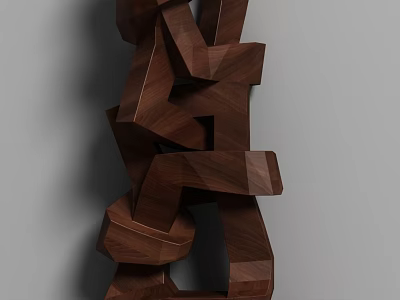 Modern Wooden Geometric Abstract Decorative Ornament Set With Interlocking Structure 3d model