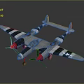 Vintage Military Aircraft Weapon with Twin Propellers Black and White Stripes and Star Insignia