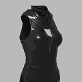 Stylish Black One Piece Swimsuit With High Neck Design And Round Sunglasses