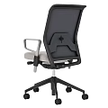 Modern Office Chair With Mesh Back Black Armrests And Light Gray Padded Seat
