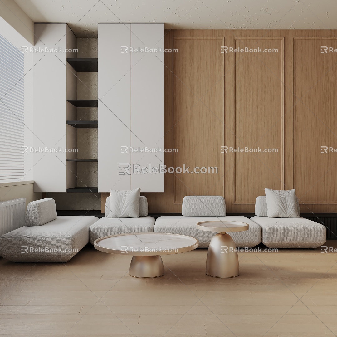 Modern three-seat sofa 3d model